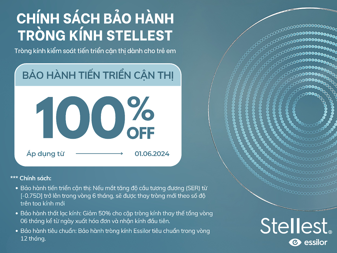 Chính sách bảo hành tròng kính Essilor Stellest